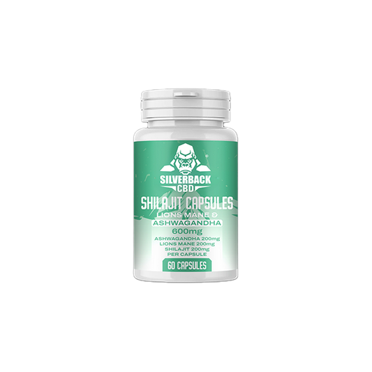 Silverback CBD 600mg Ashwagandha & Lion’s Mane Infused Shilajit Capsules - 60 Caps
