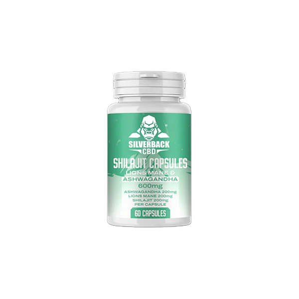 Silverback CBD 600mg Ashwagandha & Lion’s Mane Infused Shilajit Capsules - 60 Caps